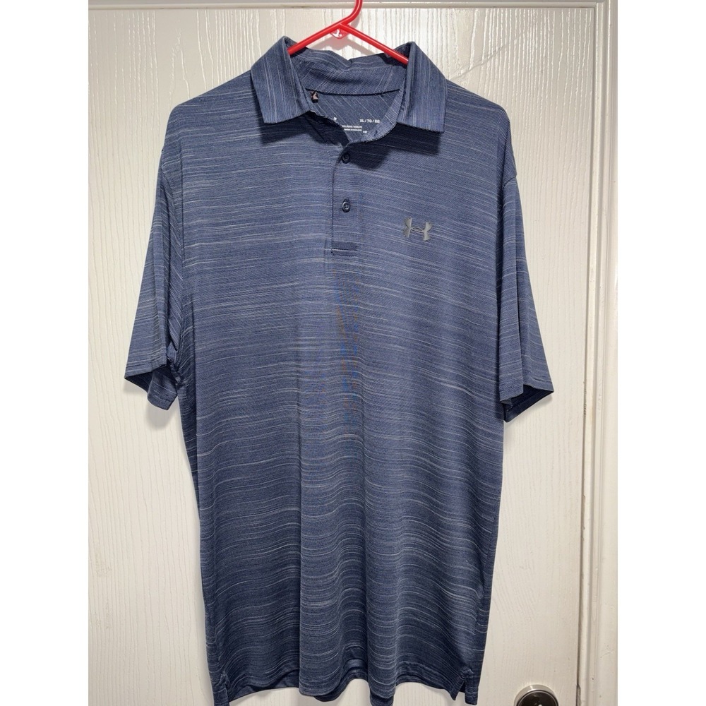 Under Armour Performance Polo‎ Shirt Mens XL Blue Heathered Golf Loose Fit UA